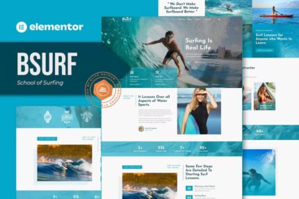 Bsurf – kit de modelo Elementor para escola de surf