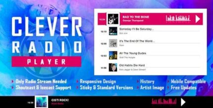 CLEVER – HTML5 Radio Player com histórico – Shoutcast e Icecast – Plugin WordPress