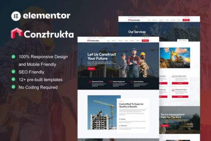 Conztrukta – Template Kit Elementor para serviços de construção