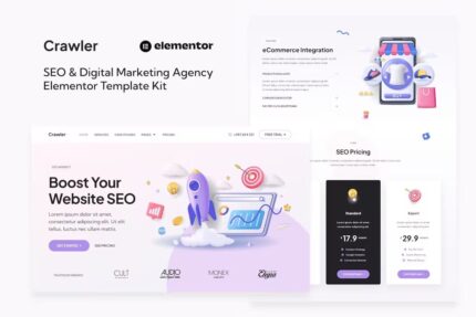 Crawler – Template Kit Elementor para agência de SEO e marketing digital