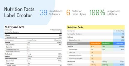 Criador de rótulos de informações nutricionais