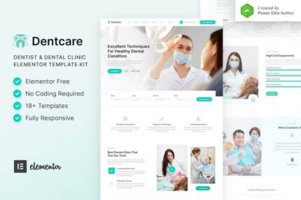 Dentcare – Template Kit Elementor para dentistas e clínicas dentárias