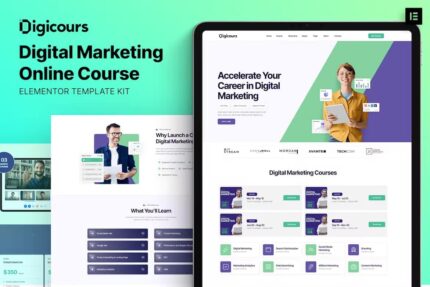 Digicours – Kit de modelo Elementor do Curso Online de Marketing Digital