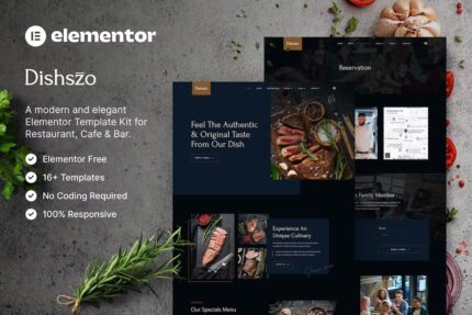 Dishszo — Template Kit Elementor para restaurantes e cafés