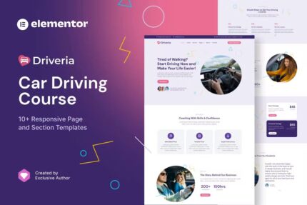 Driveria – Kit de modelo Elementor para curso de direção de carro