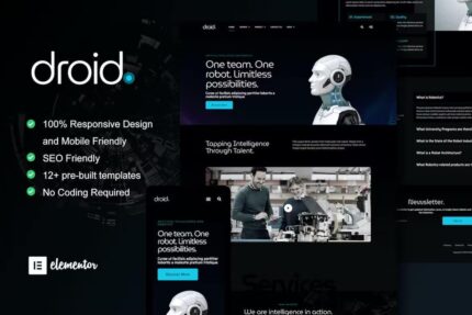 Droid – Template Kit Elementor de serviços de robótica e tecnologia