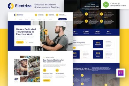 Electriza – Template Kit Elementor para serviços de instalação e manutenção elétrica