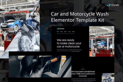 Esreb – Template Kit Elementor para lavagem de carros e motos