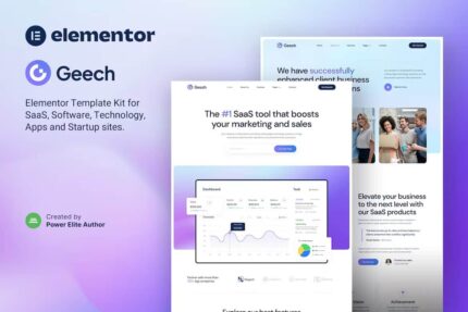 Geech – SaaS e Tech Startup Company Elementor Kit de modelo
