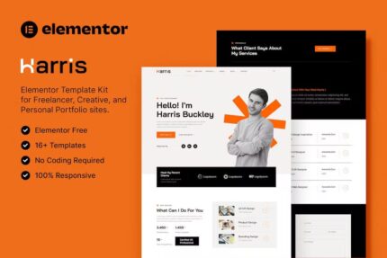 Harris – Template Kit Elementor de Portfólio criativo e pessoal