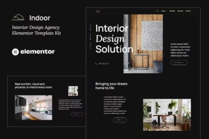 Interior – Kit de modelo Elementor para agência de design de interiores e arquitetura escura