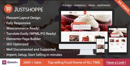Justshoppe – Elementor Bolo, Padaria e Comida WordPress