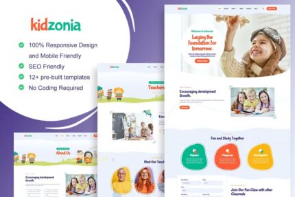 Kidzonia – Template Kit Elementor para jardim de infância e cuidados infantis