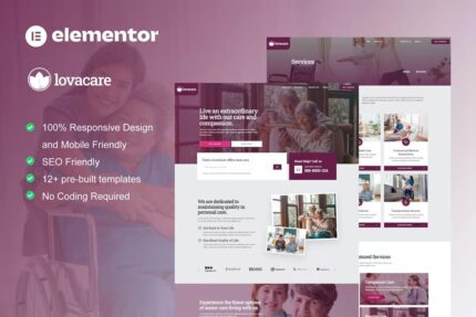 LovaCare – Template Kit Elementor para serviços de atendimento a idosos