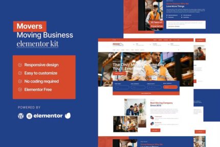 Movers – Template Kit Elementor para site de empresa de mudanças