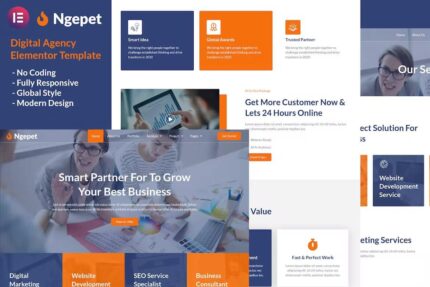 Ngepet – Template Kit Elementor da empresa de agência criativa