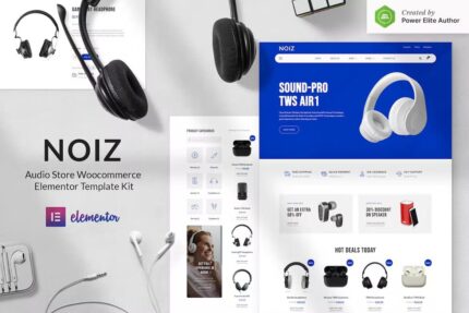 Noiz – Template Kit WooCommerce Elementor da Áudio Stor