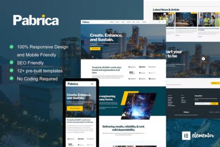 Pabrica – Template Kit Elementor de serviços industriais e de engenharia