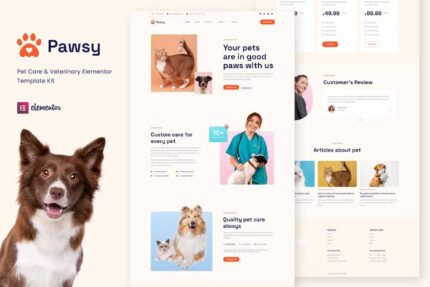 Pawsy – Template Kit para animais de estimação e veterinária Elementor