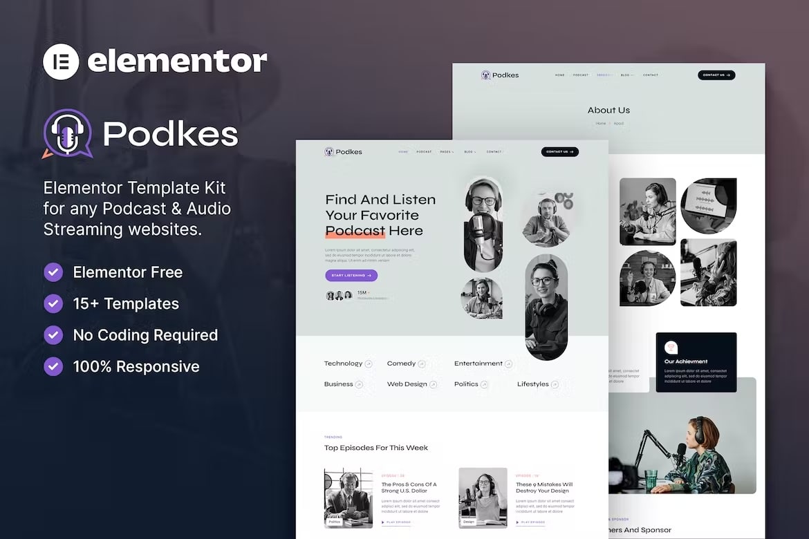 Podkes – Template Kit Elementor de podcast e streaming de Áudio_6444468722609.jpeg