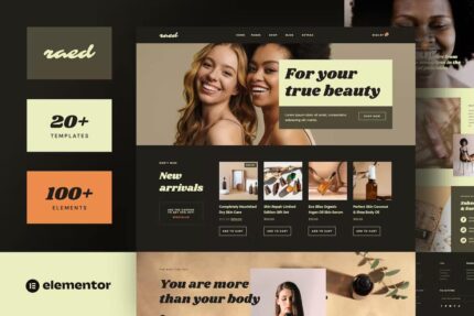 Raed – Template Kit Elementor para cosméticos orgânicos e beleza natural