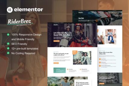 RiderBroz – Kit de Modelo Elementor para Clube de Motociclismo