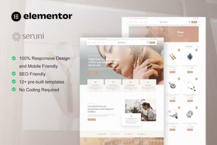 Seruni – Template Kit WooCommerce Elementor Pro para joalheria