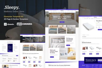 Sleepy – Template Kit Elementor Pro da loja online de colchões e roupas de cama