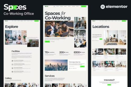 Spaces – Template Kit Elementor Pro para coworking