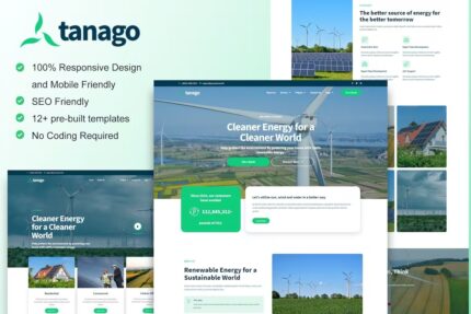 Tanago – Template Kit Elementor de energia renovável verde