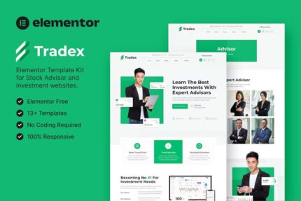 Tradex — Template Kit de consultor de ações e elementos de investimento