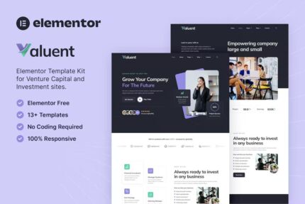 Valuent — Template Kit Elementor de capital de risco e investimento