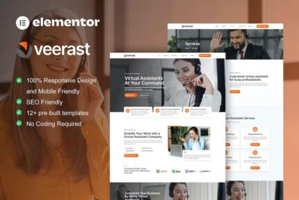 Veerast – Kit de Modelos Elementor Pro de Serviço de Assistente Virtual