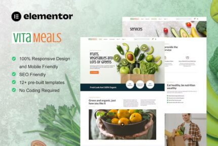 Vitameals – Template Kit Elementor para Loja de Frutas e Vegetais